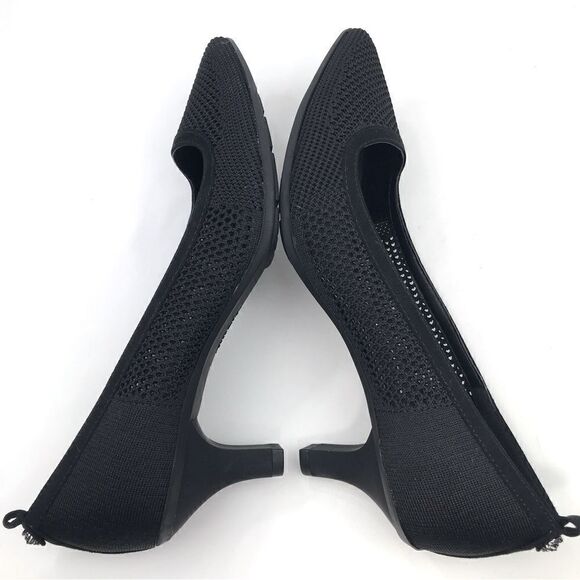 Anne Klein iflex REBECCA Black Perforated Mesh Slip On Pointed Toe Comfort Heels - Picture 5 of 16